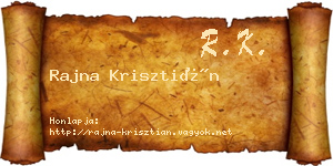Rajna Krisztián névjegykártya